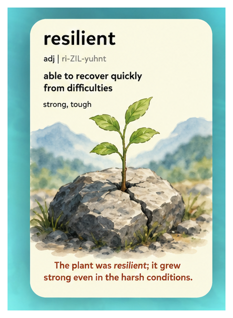 Resilient — able to recover quickly from difficulties